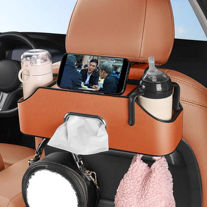 3-en-1 Organiseur Voiture : Porte-Gobelet, Mouchoirs & Support Téléphone