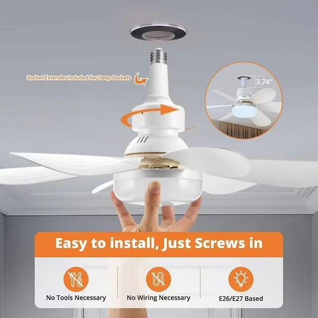 Ventilateur de Plafond Silencieux avec Lampe LED et Télécommande