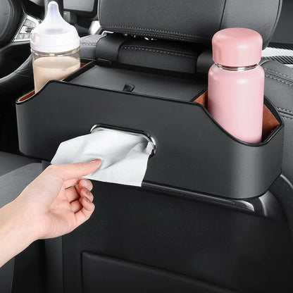 3-en-1 Organiseur Voiture : Porte-Gobelet, Mouchoirs & Support Téléphone
