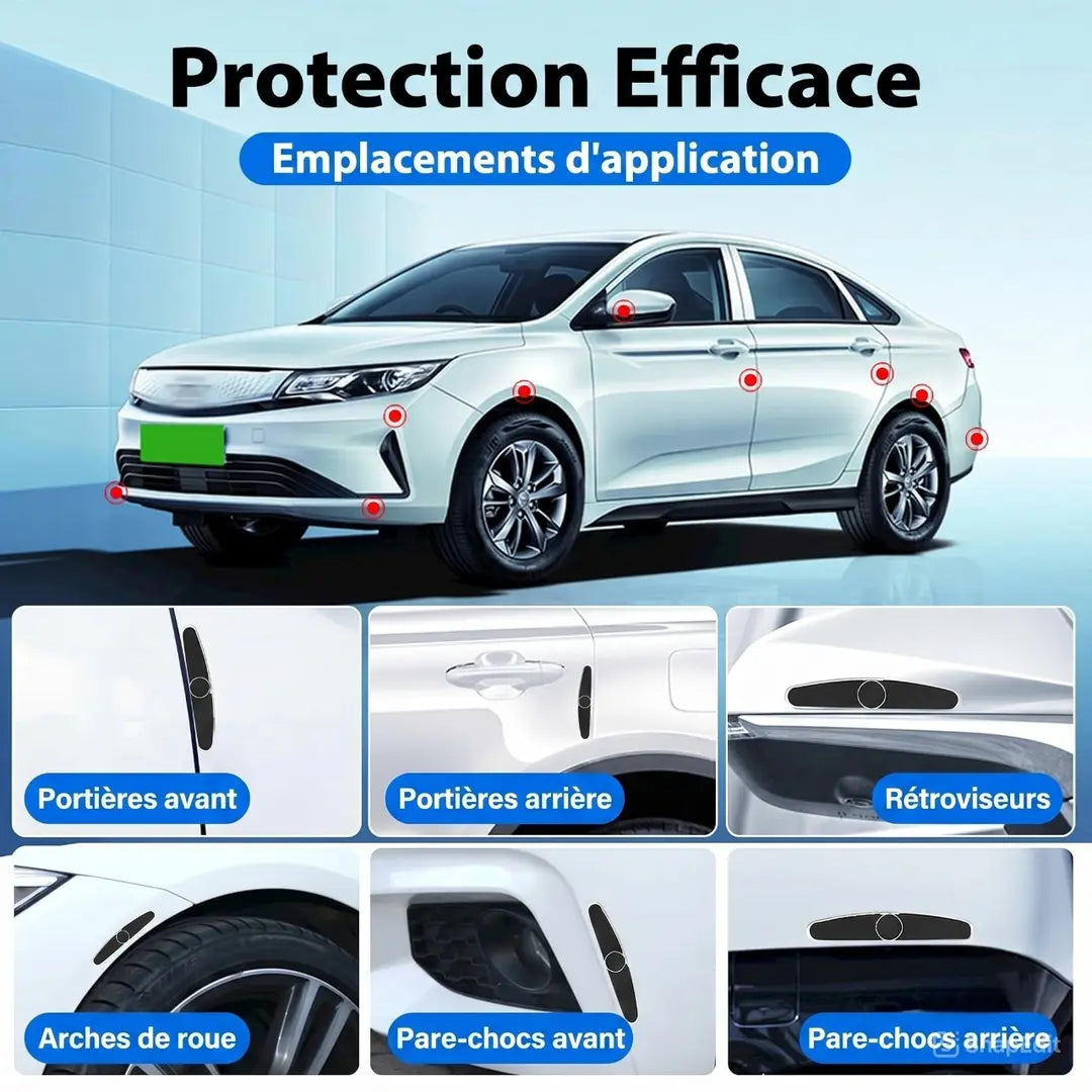 Pack de 4 Bandes - Protection Métallique Anti-Chocs pour Portières de Voiture