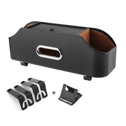 3-en-1 Organiseur Voiture : Porte-Gobelet, Mouchoirs & Support Téléphone
