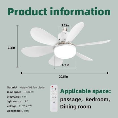 Ventilateur de Plafond Silencieux avec Lampe LED et Télécommande